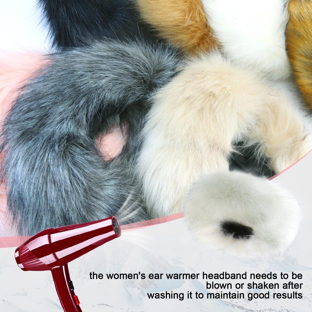 2155 Faux Fur Headband For Women Elastic Fuzzy Thick Earmuffs Winter - Picture 6 of 6